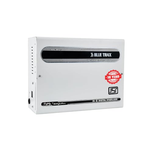 Image of BLUETRAX 4 KVA 3200W Voltage Stabilizer | 150V-300V | Copper Hanging Automatic Digital Multipurpose | For All Inverter & Non-Inverter up to 1.5 Ton AC | ISI Certified | 10 Years Warranty