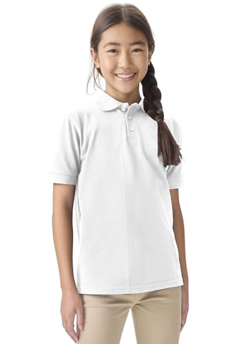 Image of Classroom School Uniforms for Boys and Girls Short Sleeve Pique Polo | Unisex Youth Shirt, Matching Ribbed Collar, Banded Sleeves, Three-button Placket, Comfortable Fit, School Uniform Essential