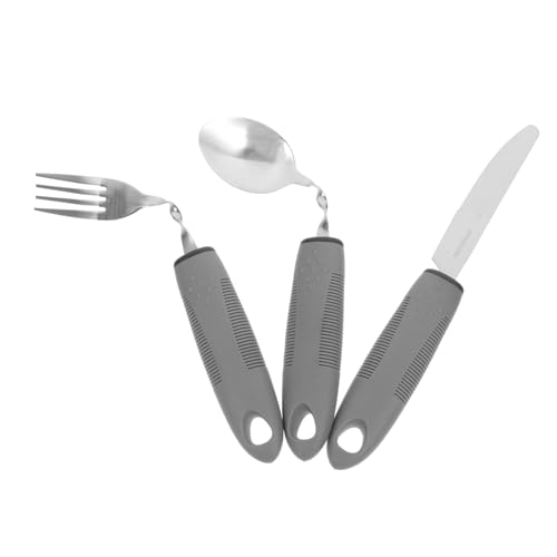 STOBAZA Convenient Adaptive Utensils for Disabled Elderly Curved Handle Spoon Patients Spoon Reusable Tremble Proof Easy to Clean Store