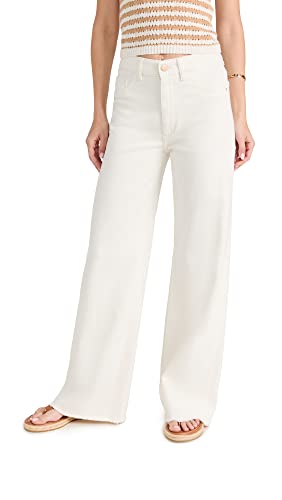 DL1961 Women's Hepburn Wide Leg High Rise Jeans, Eggshell, Off White, 25