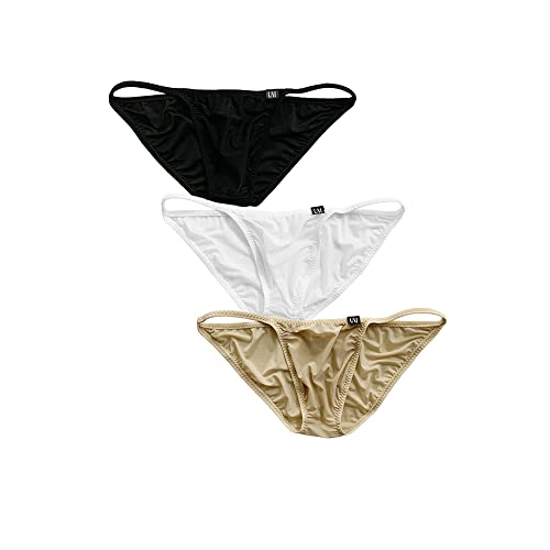 Men's Ice Silk No Pouch Semi-Translucent Tight Plane Spaghetti Strap Triangle Briefs Underwear