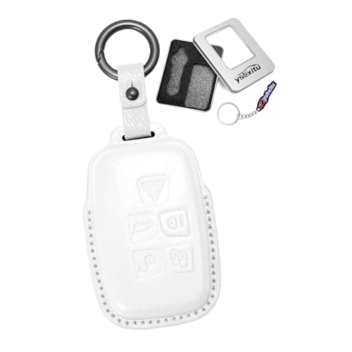 Étui de protection en cuir pour clé Jaguar XF et Range Rover blanc