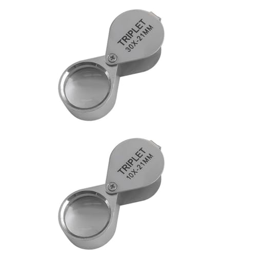 2 Pcs Jewelers Loupe Pocket Magnifier Glass Jewelry Loop Small Foldable Magnifier Eye Lens for Jewelers,Coins, Plants, Diamonds,Stamps,Antiques and More