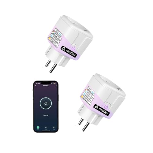Jinvoo Matter Steckdose, Smart Steckdose für Smart Home, kompatibel mit Alexa, Apple Home, Google Home und SmartThings – erfordert einen Matter-Hub, 2 er Pack