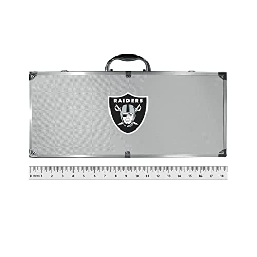 NFL Siskiyou Sports Fan Shop Las Vegas Raiders Steel Tailgater BBQ Set w/Case 8 piece Gray