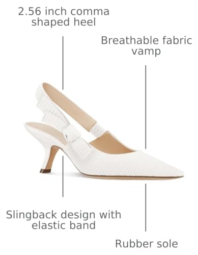 Image of Coutgo Womens Slingback Kitten Heels Closed Pointed Toe Bowknot Knitted Slip On Work Pumps Dress Shoes