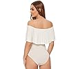 Verdusa-Womens-Off-The-Shoulder-Short-Sleeve-Ruffle-Bodysuit Verdusa Women's Ruffle Off Shoulder Short Sleeve Bodysuit White M