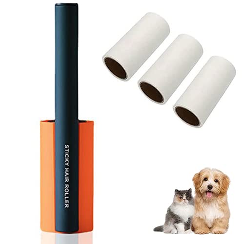 Extra klebrige Tierhaarentfernung, Staubentferner für Kleidung, Katzenhaare, Hundehaare, Packung mit 4 Stück,60 Blatt/Rollen,Gesamt 240 Blatt (Orange) (Orange) Cover