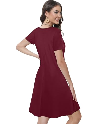 Image of Summer Dresses for Women Casual Tshirt Short Sleeve Floral Sundress Beach Cover Ups with Pockets 2026