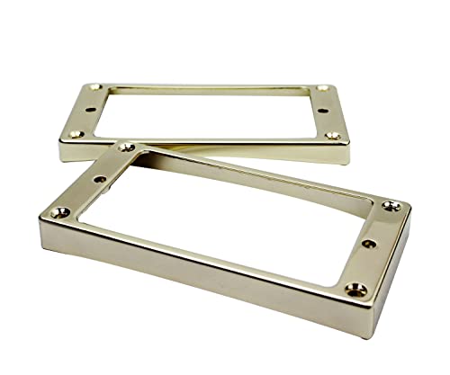 Guyker Curved Bottom Metal Humbucker Pickup Mounting Ring Set - Bridge And Neck Pickups Cover Frame Replacement Compatible With Les Paul Lp Style Electric Guitar Or Precision Bass(2Pcs, Golden) #TOP10