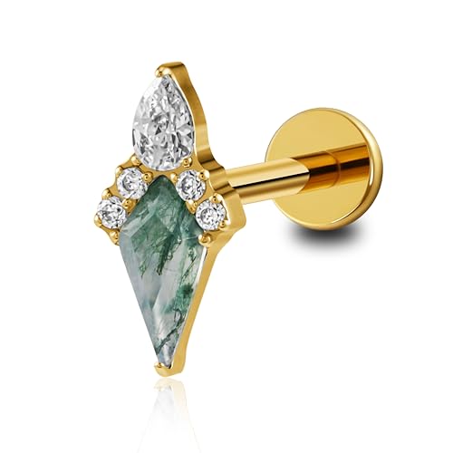 FINE4U ASTM F136 Titanium 16G 6mm 8mm Piercing Jewelry Stud for Conch Helix Flat Lobe - FlatBack Cartilage Earring Stud, Hypoallergenic Implant Grade Nickel Free Body Jewelry