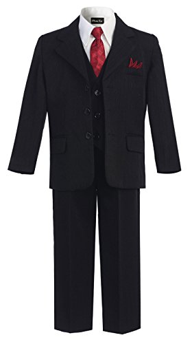 Olivia Koo Boys Pinstripe 6-Piece Suit With Matching Neck Tie And Pocket Square,Black,16 #TOP11