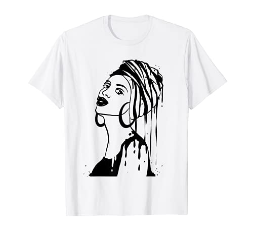 Linea Art Bella Donna Nera Capelli Naturali Melanina Drippin Maglietta