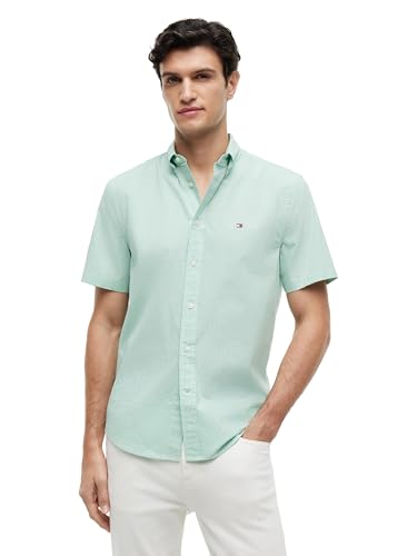 Image of Tommy Hilfiger Men's Short Sleeve Poplin Shirts in Regular Fit, Men's Button Down Shirts