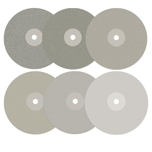 DZQ 6 PCS Diamond Flat Lap Wheel Disc 6″ x 1/2″ Arbor Hole Abrasive Grit 60 120 400 800 1500 3000 for Cutting or Sanding Stone and Glass