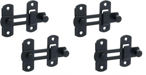 Image of Alise 2Pcs Flip Latch Gate Latches, 4 inch Safety Door Lock for Barn Wood Fence Sliding French Doors,Heavy Duty SUS304 Stainless Steel Gate Hardware Matte Black MS9500B-2P (Pack of 2)