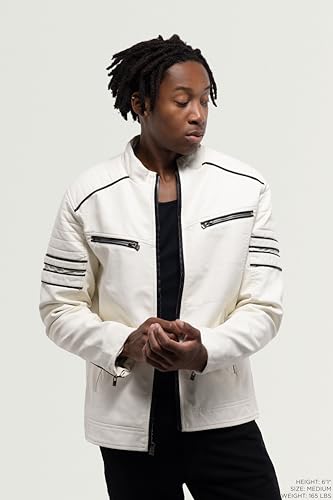 Image of X-Ray Men's Slim Fit Faux-Leather Moto Jacket with Removable Hood