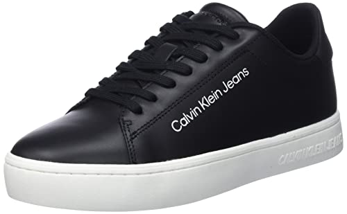 Con lacci Calvin Klein Classica Cupsole Laceup Lth, Sneaker Uomo, Nero e Bianco, 46 EU