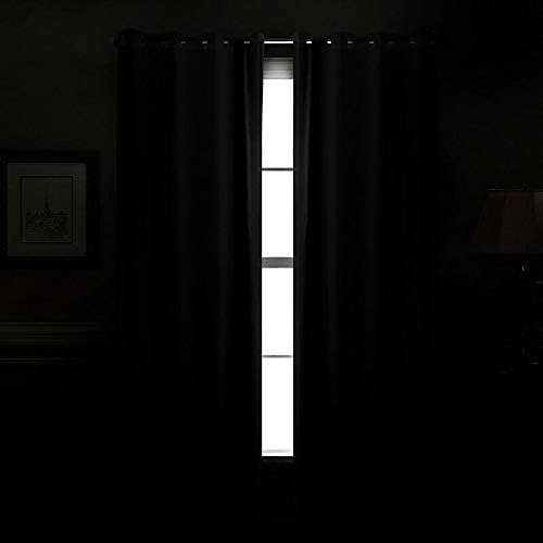 Oxford Homeware Pair of Interwoven Insulated Thermal Blackout Eyelet Curtains with 2 Free Tie Backs (Sliver / 46 X 54 / Ring Top) - Image 3