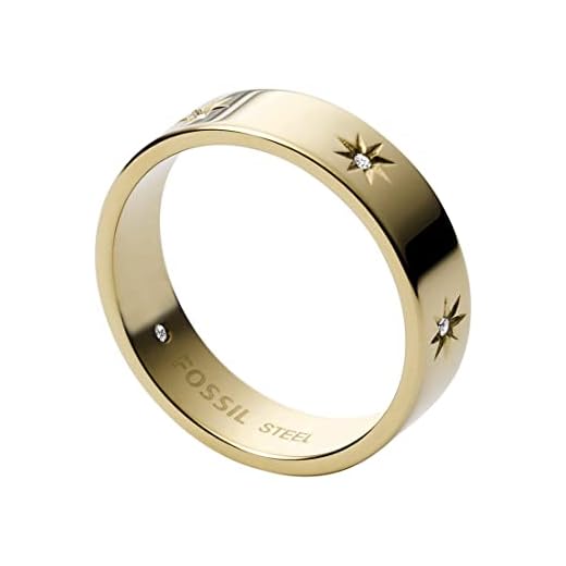 Fossil Anillo de mujer de acero inoxidable y cristal 32019225, 50, Acero inoxidable., Circonita cúbica.,