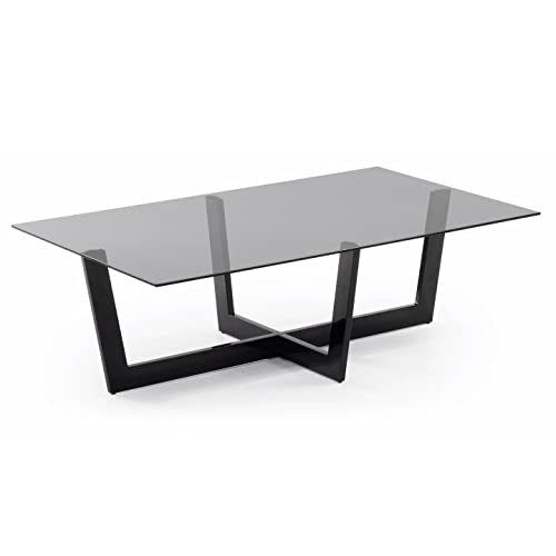 Kave Home - Couchtisch Plam durchsichtig rechteckig 120 x 70 cm aus gehärtetem Glas und Beinen aus Stahl in schwarz Cover