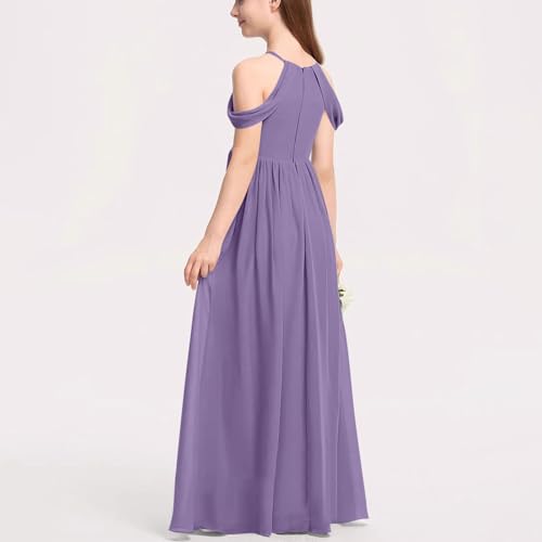 Lmdudan 2025 Off Shoulder Bridesmaid Dresses Girl Dress Formal Dress Teen Girls Wedding A-line Chiffon Party Dresses 3-14Y2