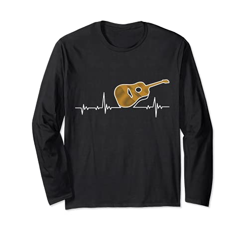 Guitar Sheet Music Heartbeat - Guitarist Long Sleeve T-Shirt, Black