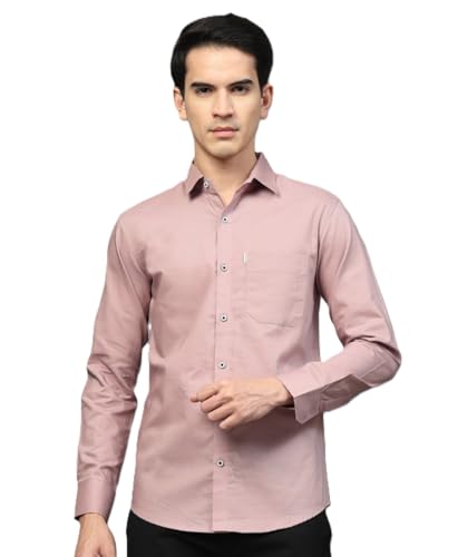 Image of Majestic Man Solid Cotton Casual Shirt - Slim Fit, Full Sleeves, Premium Button Closure