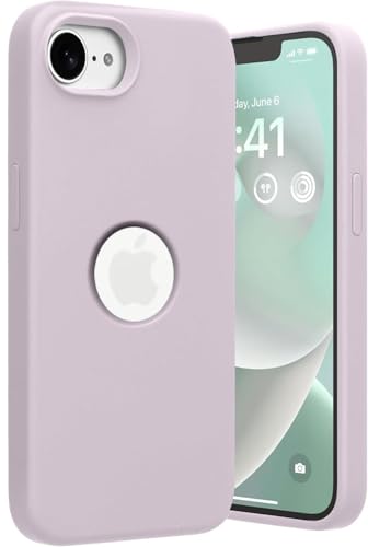 Image of Elzzi Microfiber Logo Cover Compatible for iPhone 16e Case Liquid Silicone Cases Full Body 4 Layer Protective Covers Shockproof Back Cover (Light Lilac)