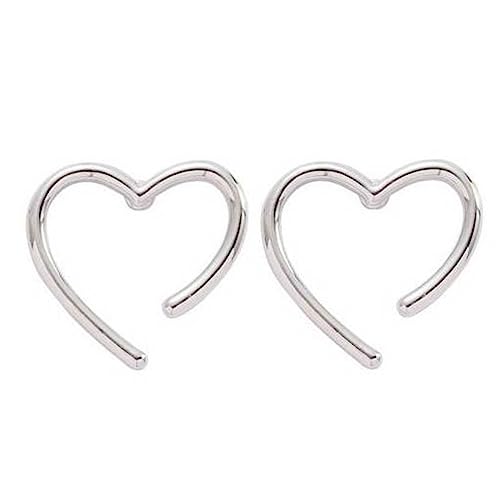Invisible Clip On Earrings For Women Silver Large Open Heart Clip On Earrings Comfortable Non Pierced Earrings
