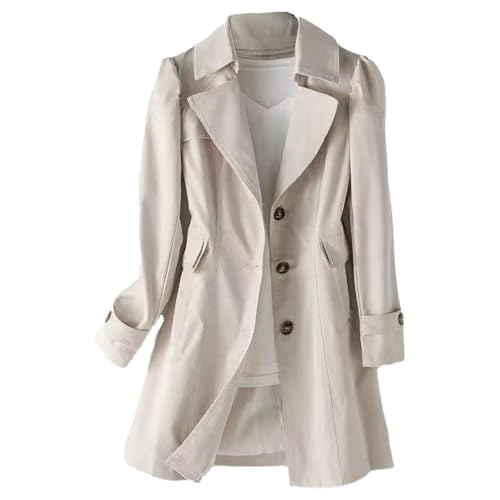 Trench-Coat pour Femme Grande Taille légant Polyester Coupe-Vent Imperméable Capuche Amovible Poches Profondes Manteau Long Mi-Saison Cachées Couleur Unie...