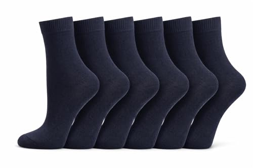 Bahob® 6 Pairs Boys Girls Kids Unisex Back to School Cotton Rich Plain Ankle School Socks