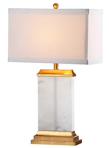 SAFAVIEH Lighting Collection Delilah Alabaster White 27-inch Bedroom Living Room Home Office Desk Nightstand Table Lamp (LED Bulb Included)