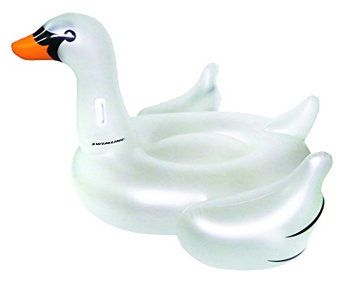 Jumbo Inflatable Pearlized Translucent Giant Swan Floatie Ride On 75 Inches