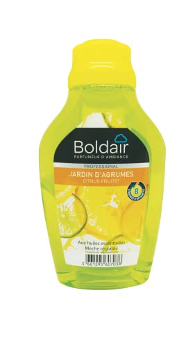 BOLDAIR - Mèches longue durée - Parfumant pendant 8 semaines - Mèche réglable - Parfum Agrumes - 375 ml - Fabrication française