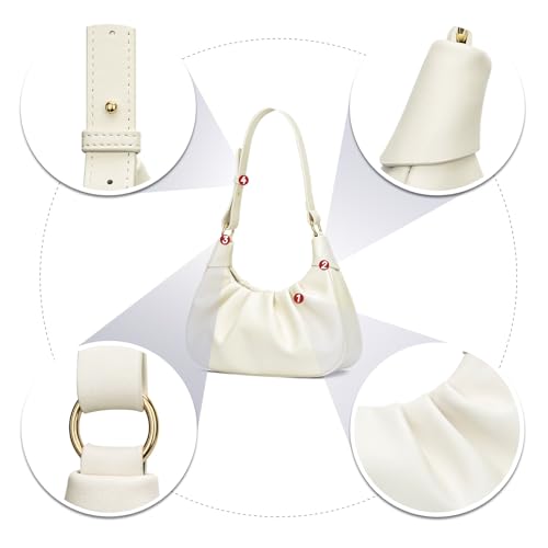 Image of KKXIU Shoulder Bag Crescent Handbag Ruched Purse Underarm Bag Mini Hobo for Women