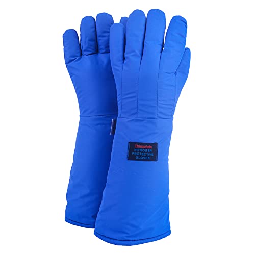 egowz Cryogenic Gloves Waterproof Low Temperature Liquid Nitrogen Protective Gloves Cold Storage Safety Frozen Gloves (Blue Elbow Length/19)（1pair）