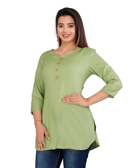 STYLE GANGAWomen's Rayon Solid Printed Short Kurti/Tops