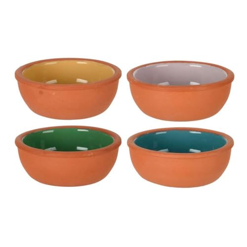 NO DISPONIBLE SET 4 CUENCOS PARA APERITIVOS DE BARRO COLORES SURTIDOS. 150ml Ø10,4x4,2cm