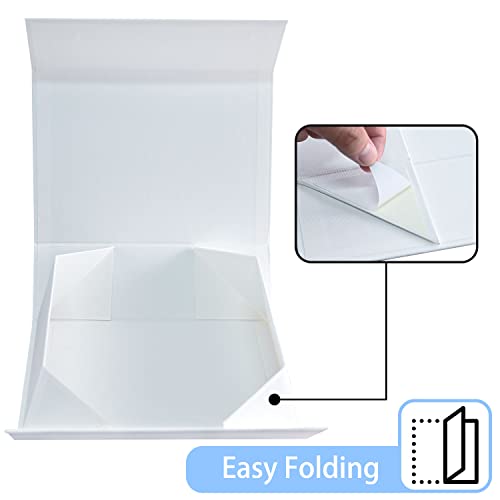 Image of LIFELUM White Gift Boxes 2 Pack 13.85 x 8.35 x 4.45 Large Gift Boxes with Magnetic Lid Wedding Box for Presents Contains Card, Ribbon, Shredded Paper Filler Box for Gift