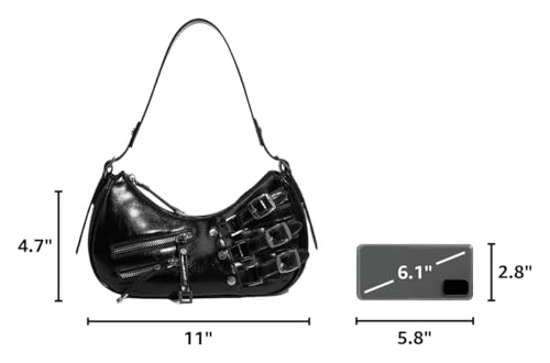 Image of Shoulder Purse for Women, Leather Women's Handbag Y2k Aesthetic Coquette Shoulder Bag Hobo Punk Trendy Ladies Purse