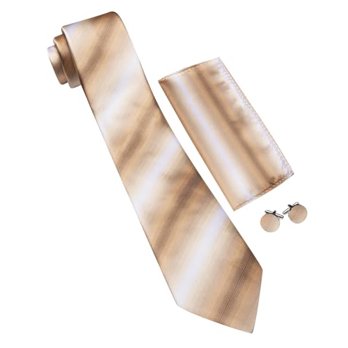 Image of Barry.Wang Plaid Ties for Men Silk Necktie Handkerchief Cuff Links Set