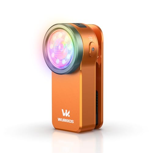 Wurkkos HD03 クリップライト LED軽量小型懐中電灯,680ルーメン,3つの光源,スポット/フラッドライトとRGBカラーライト, Type-C充電式,IPX6防水,射程180メートル,クリップオン 磁気犬 散歩防災 停電対策 作業用 ハンディライト緊急用 キャンプ-Orangeの商品画像（Amazon）