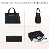 Chase Chic Canvas Handtasche Damen,14 Zoll Umhängetasche Tote Bag,Shopper Tasche mit Reißverschluss Mehrfachtasche Crossbody Bag für Arbeit/Reisen/Schule,Schwarz #5
