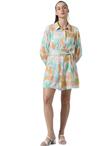 Image of ONLY Abstract Printed Belted Shirt Dress