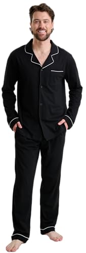 GIVEITPRO Cotton Jersey Knit Men's Long Button-Down Sleepwear Pajama Set2