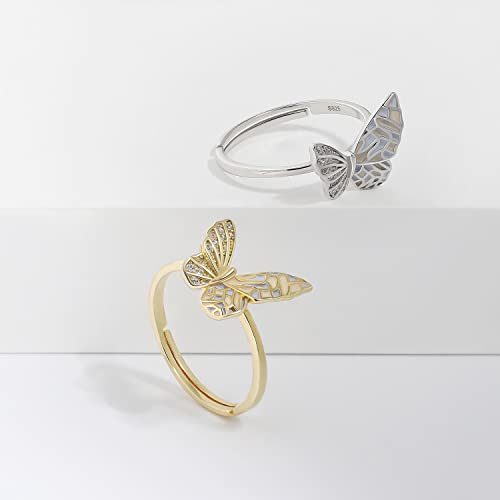 Bague de papillon en argent sterling ajustable pour femmes