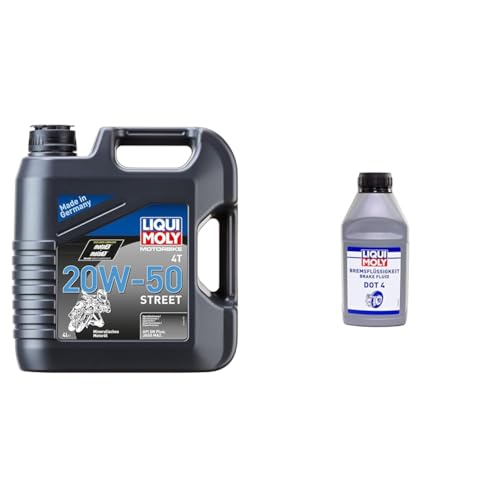 LIQUI MOLY Motorbike 4T 20W-50 Street | 4 L | Motorrad 4-Takt-Öl | Art.-Nr.: 1696 & Bremsflüssigkeit DOT 4 | 500 ml | Bremsflüssigkeit | Art.-Nr.: 21156