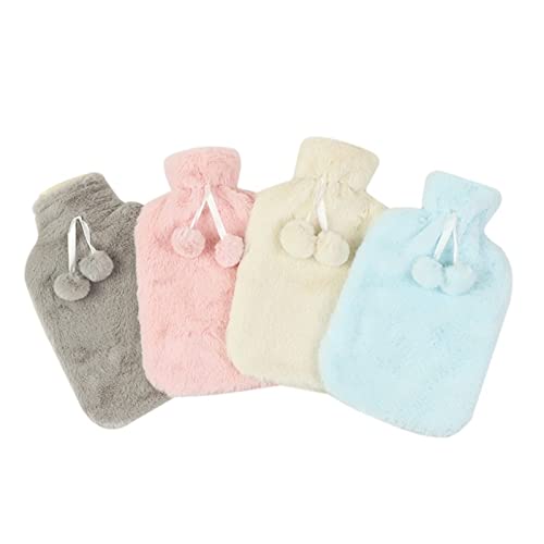 JINGYAN Bolsas de agua caliente 1800ml Cute 2 bolas Cubierta de felpa Botella agua caliente Bolsa Anti-Scald Water-Relling Hand Warmer for Dormitory Office Home(3)
