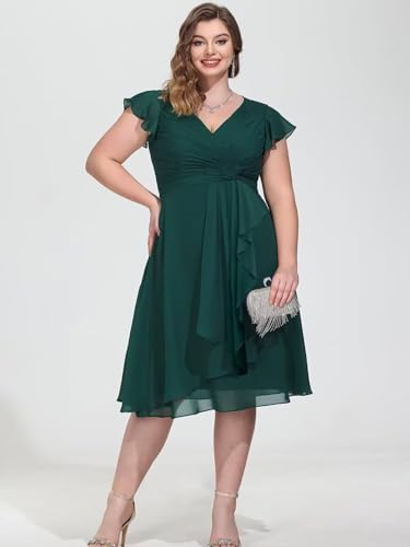 Chiffon Summer Dresses for Women 2025 Ruffle Short Sleeves Wedding Guest Dresses for Women Midi Plus Size Dresses2